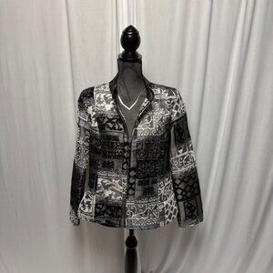 Christopher and Banks Jacket Womens Sz Medium Black Gray White Gradient Zippered